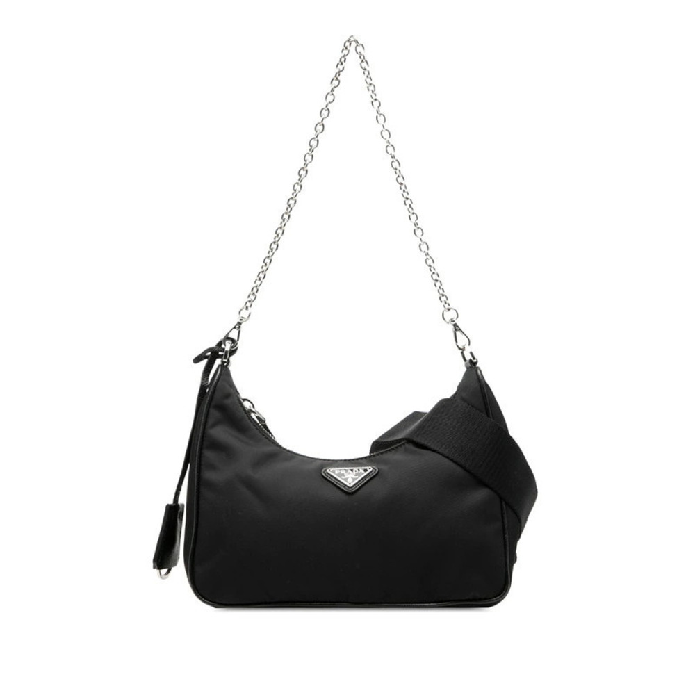 Prada Re Edition Chain 2way Shoulder Bag Black Leather